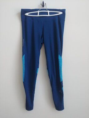 4/$20 Adidas Women's Small running ClimaCool cropped blue leggings sheer panels